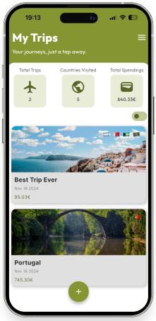 Phone mockup trips screen